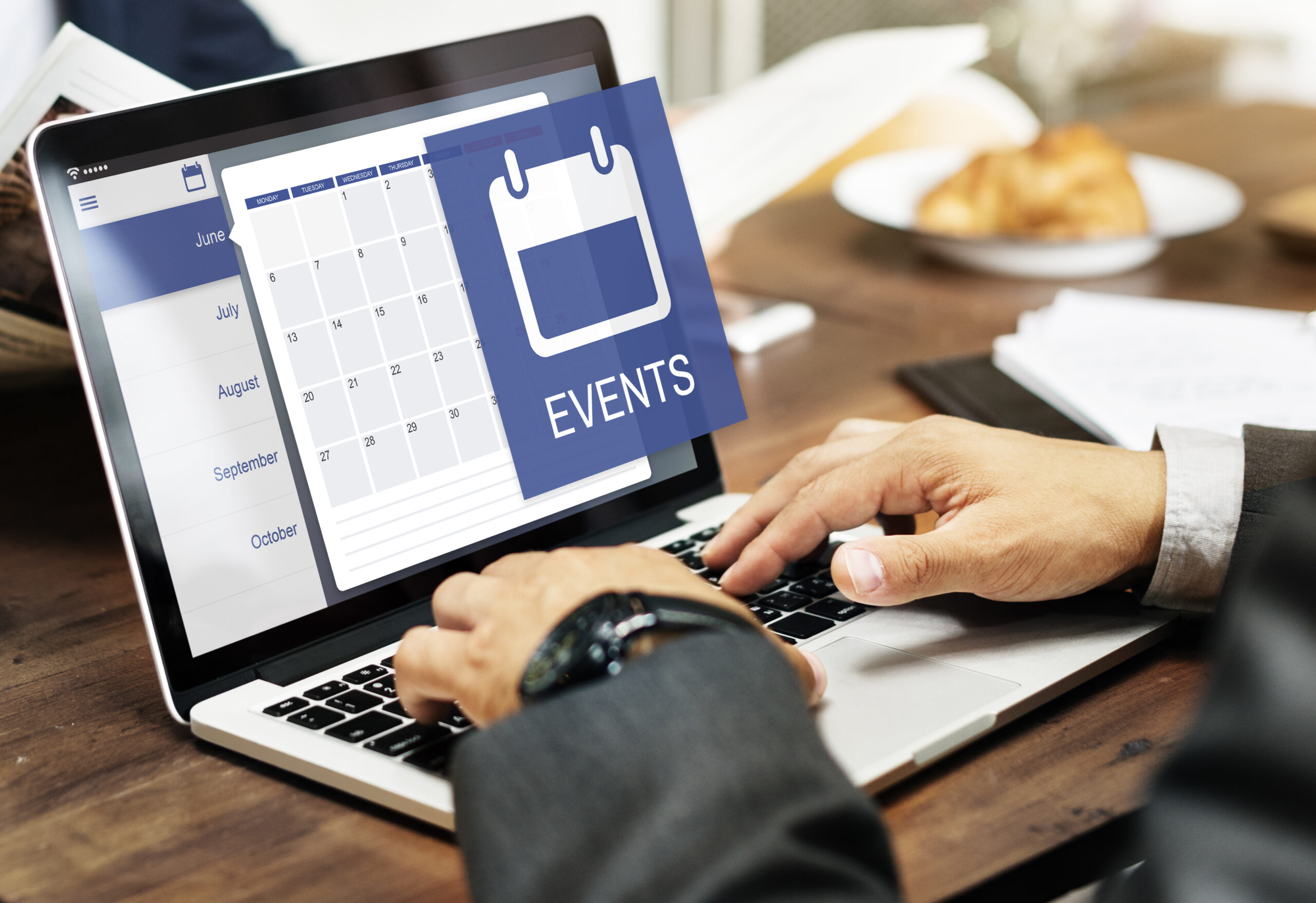 Event management software dashboard displaying best practices for organizing and managing events on a laptop