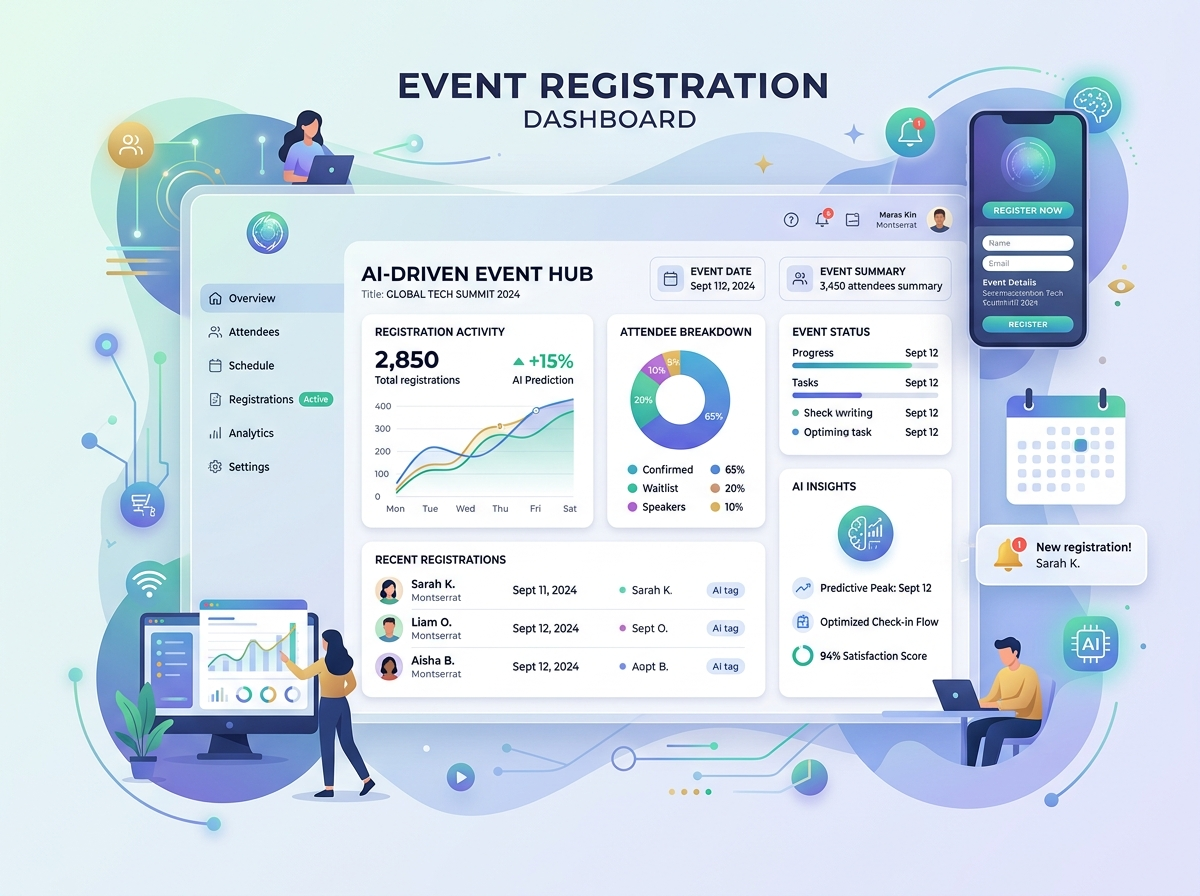 EventHex AI-powered event registration dashboard